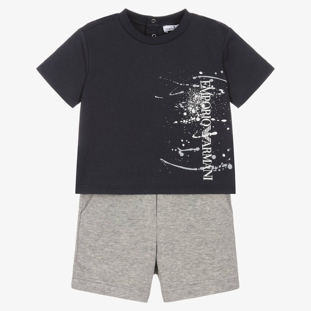 Emporio Armani - Jersey-Shorts-Set navyblau & grau | Childrensalon