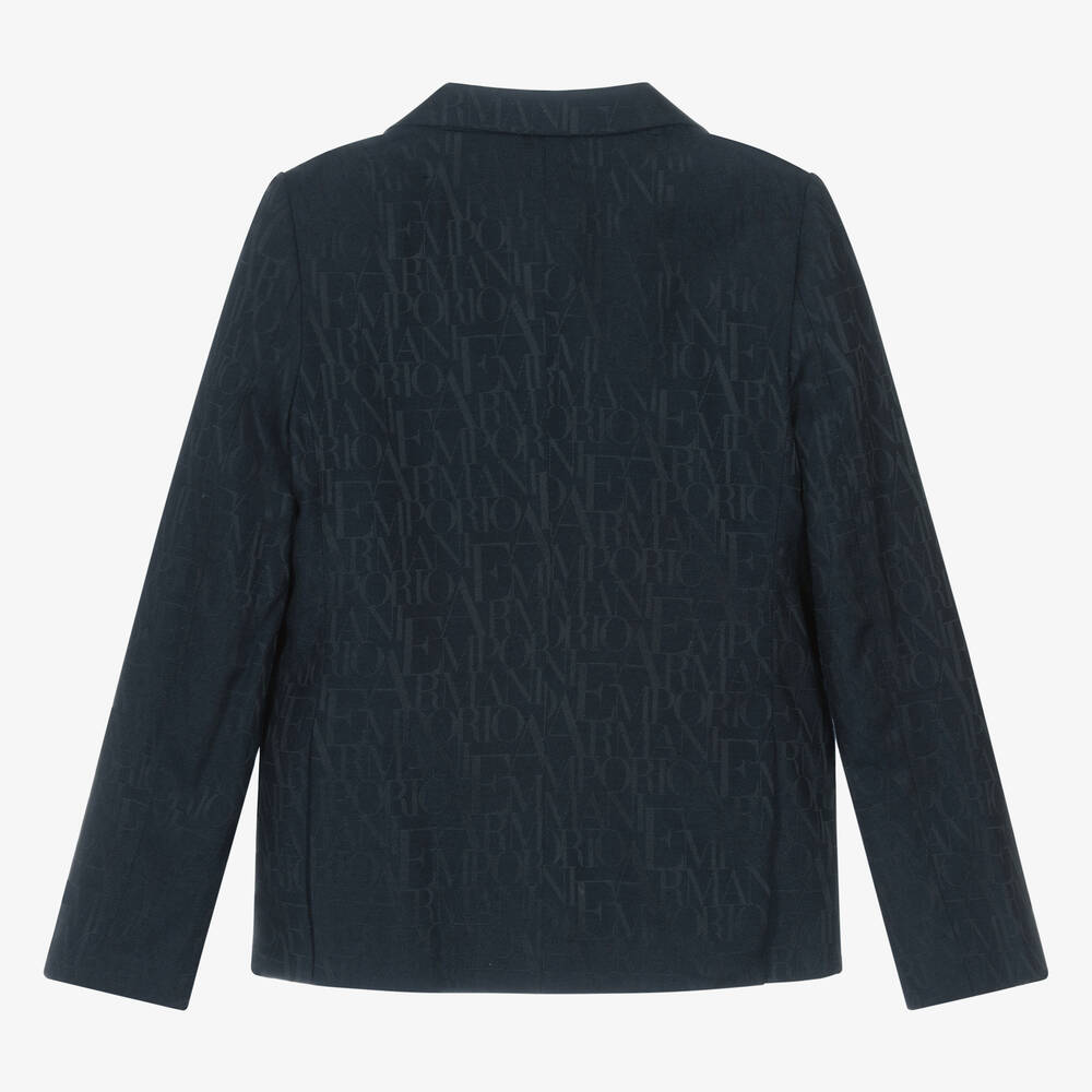 إمبوريو أرماني-جاكيت بلايزر جاكارد مزيج فيسكوز لون كحلي | Childrensalon Outlet