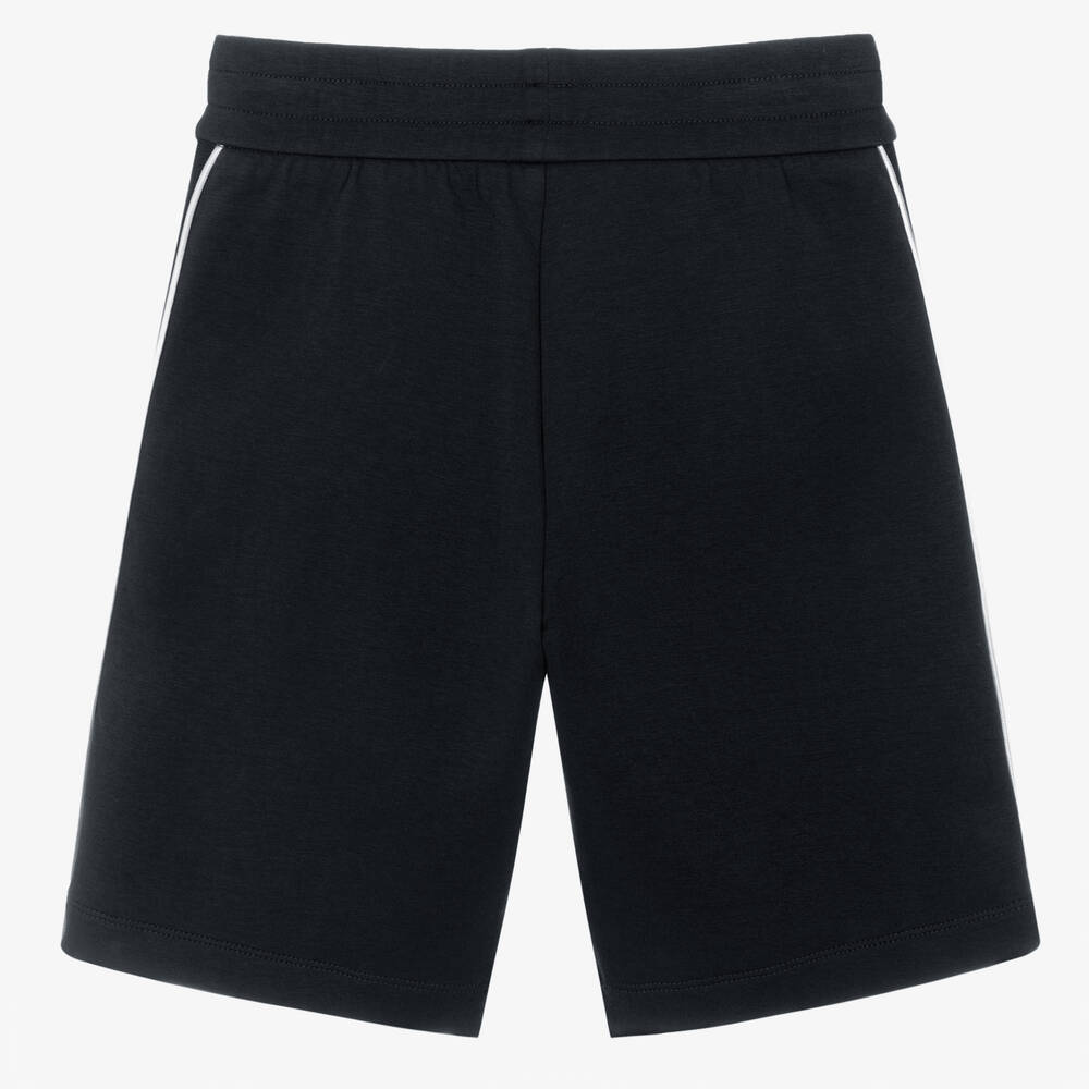 Emporio Armani-Boys Navy Blue Jersey Logo Shorts | Childrensalon Outlet