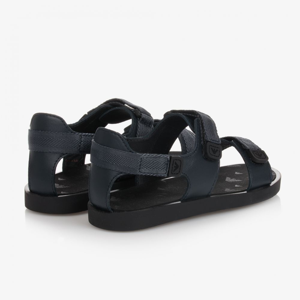 إمبوريو أرماني-صندل أطفال ولادي جلد لون كحلي | Childrensalon Outlet