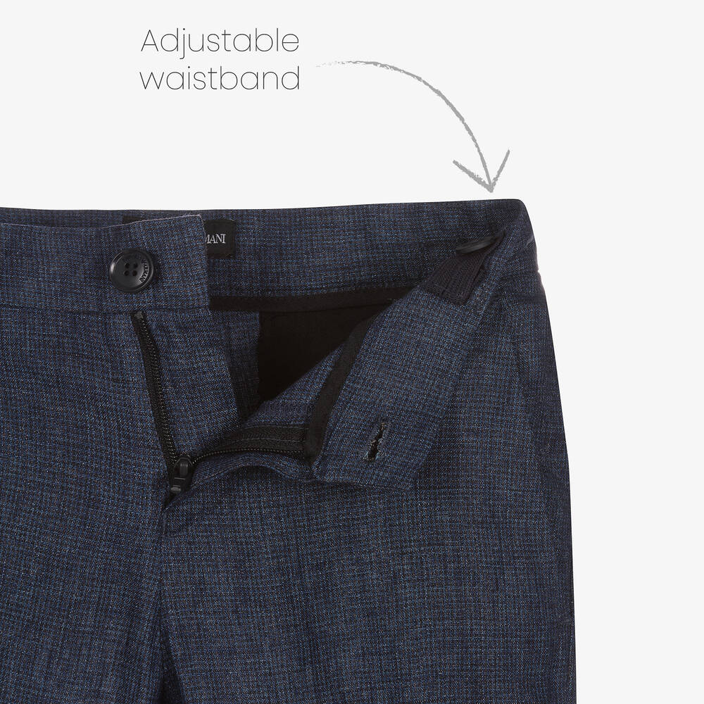 Emporio Armani-Boys Navy Blue Linen Suit | Childrensalon Outlet
