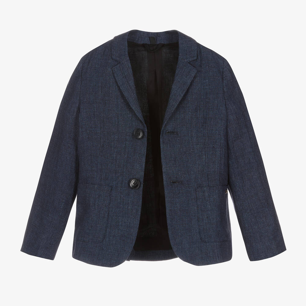 Emporio Armani-Boys Navy Blue Linen Suit | Childrensalon Outlet