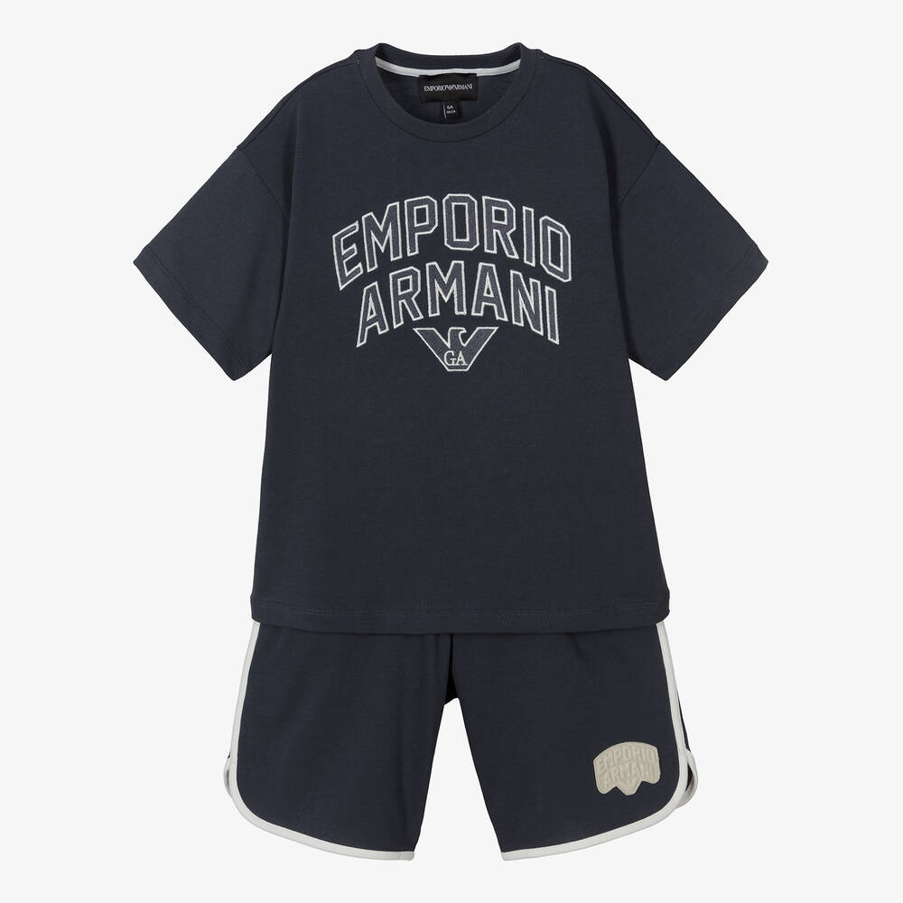 Emporio Armani - Navyblaues Baumwollshorts-Set (J) | Childrensalon