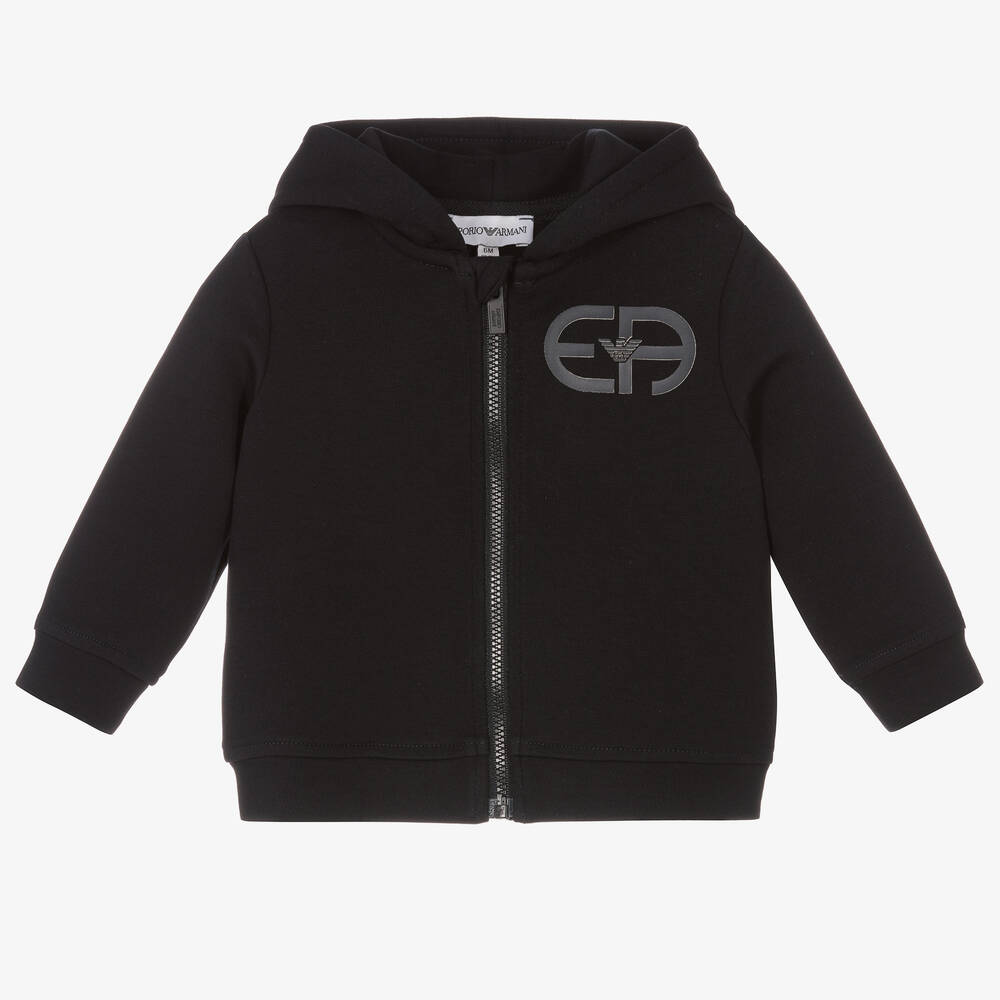 Emporio Armani - Boys Navy Blue Logo Hoodie | Childrensalon