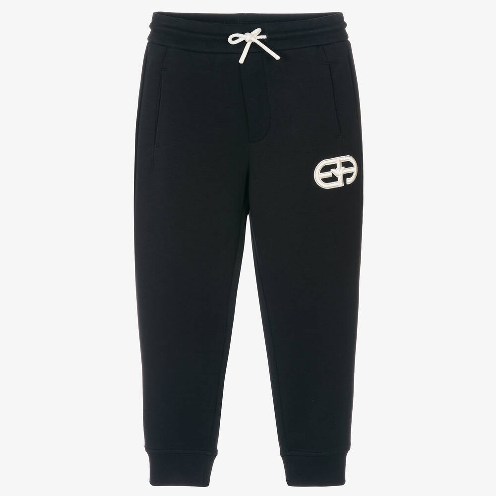Emporio Armani-جوغرز قطن جيرسي لون كحلي للأولاد | Childrensalon Outlet