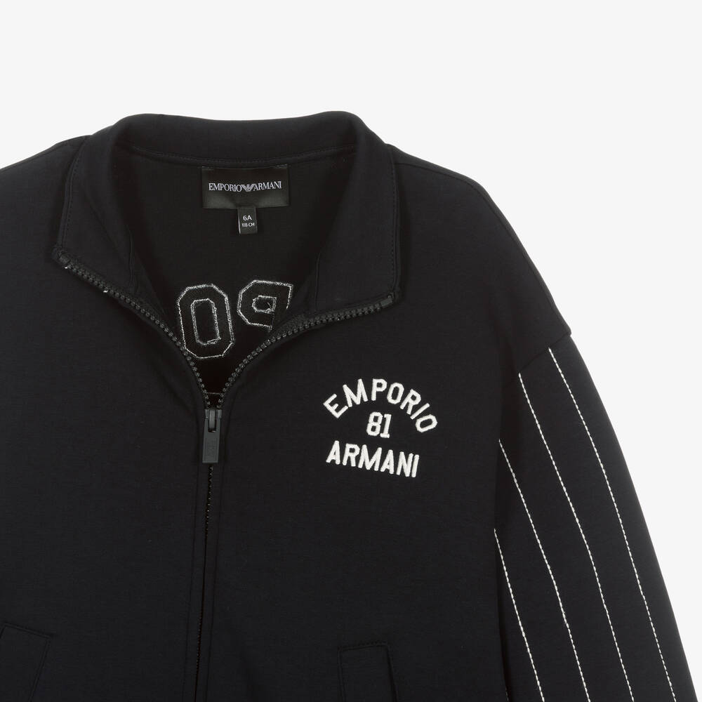 Emporio Armani - Boys Navy Blue Logo Zip-Up Top