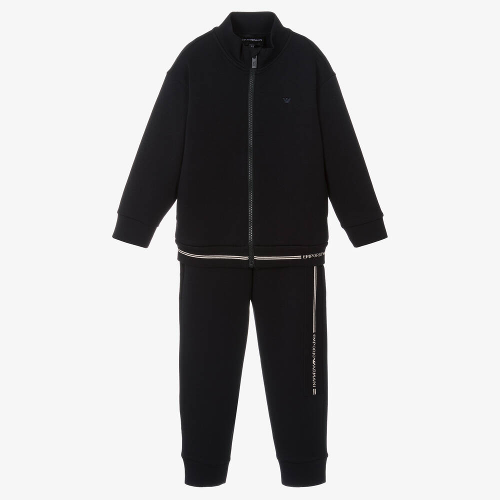 Emporio Armani - Boys Navy Blue Milano Jersey Tracksuit | Childrensalon