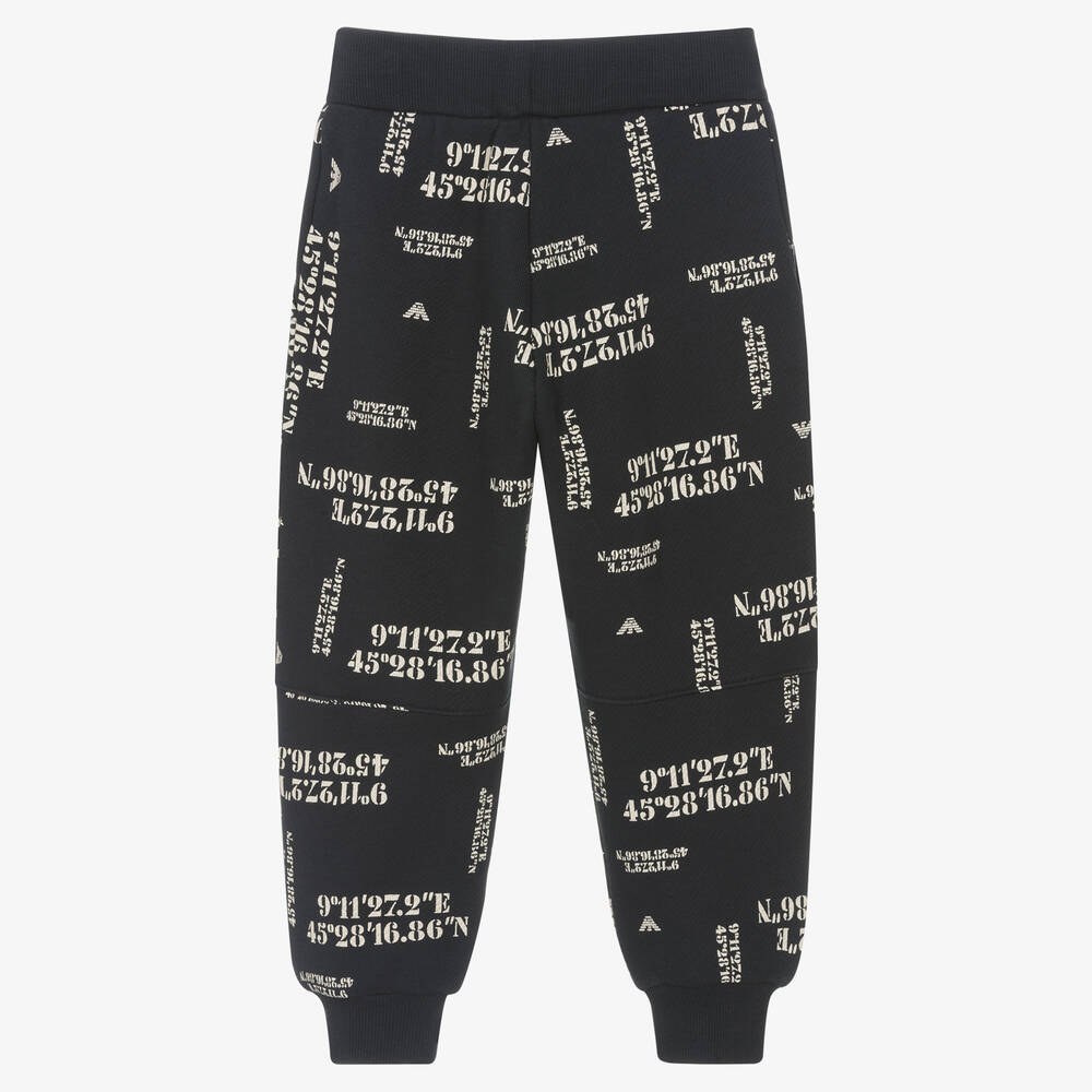Emporio Armani-Boys Navy Blue Organic Cotton Joggers | Childrensalon Outlet