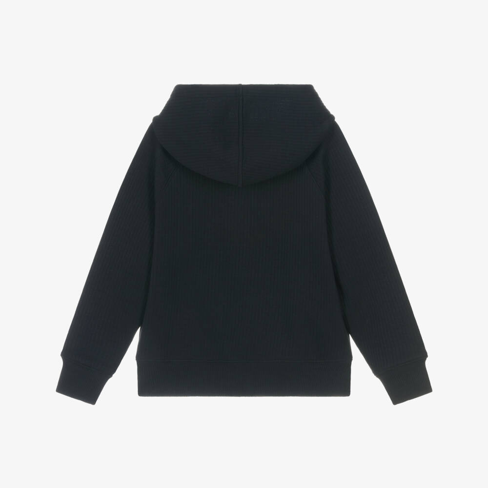 Emporio Armani-Худи из ребристого хлопка синего цвета для мальчиков | Childrensalon Outlet