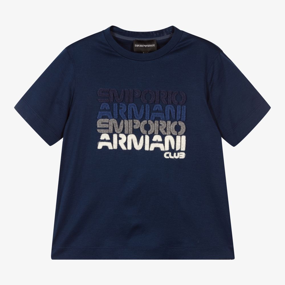 Emporio Armani - تيشيرت ليوسيل جيرسي لون كحلي للأولاد | Childrensalon