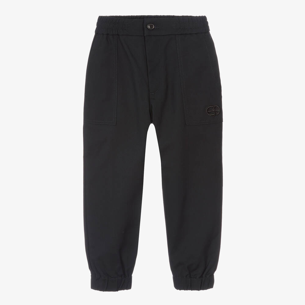 Emporio Armani-بنطلون فيسكوز جيرسي لون كحلي للأولاد | Childrensalon Outlet