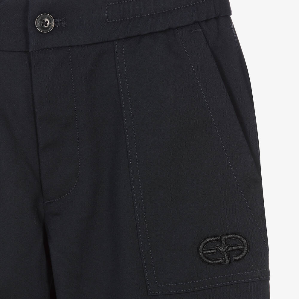 Emporio Armani-بنطلون فيسكوز جيرسي لون كحلي للأولاد | Childrensalon Outlet