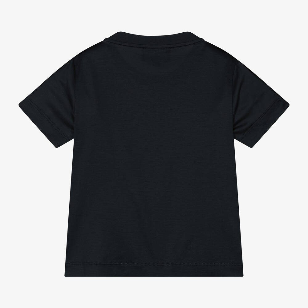 Emporio Armani Boys Navy Blue Viscose Cotton T Shirt Childrensalon Outlet