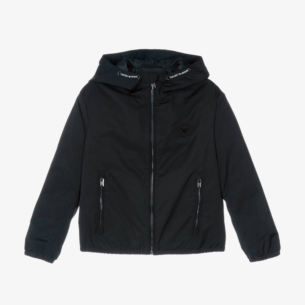 Emporio Armani - Boys Navy Blue Windbreaker Jacket | Childrensalon