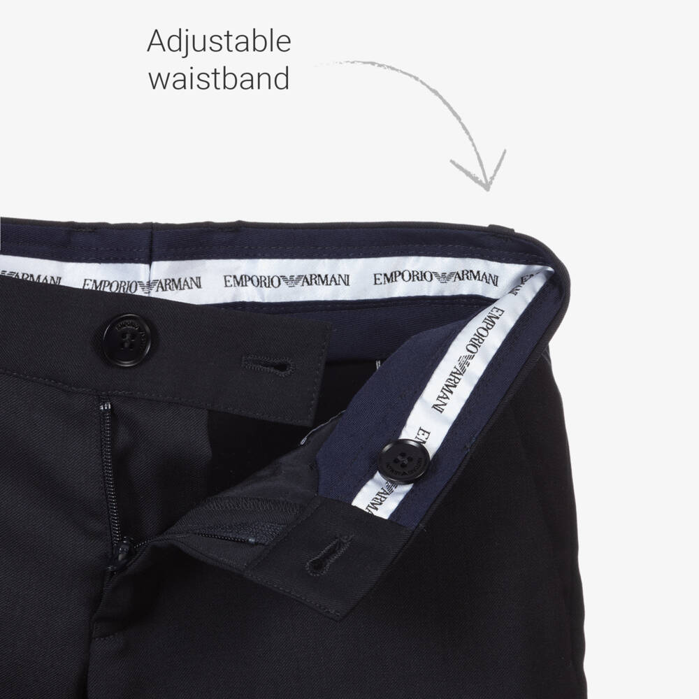 Emporio Armani-Boys Navy Blue Wool Single-Breasted Suit | Childrensalon Outlet