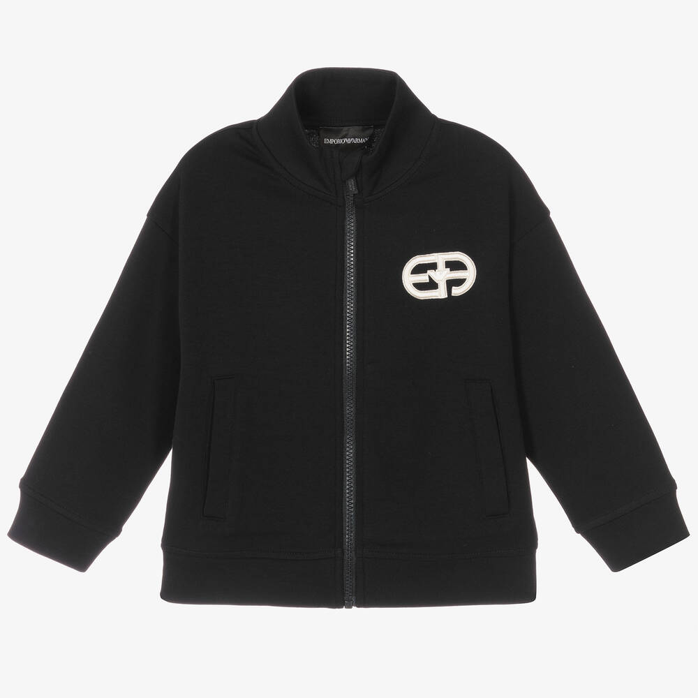 Emporio Armani - Boys Navy Blue Zip-Up Top | Childrensalon