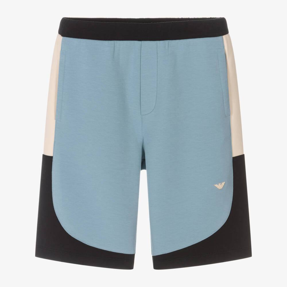 Emporio Armani-Boys Navy Colorblock Knit Shorts | Childrensalon Outlet
