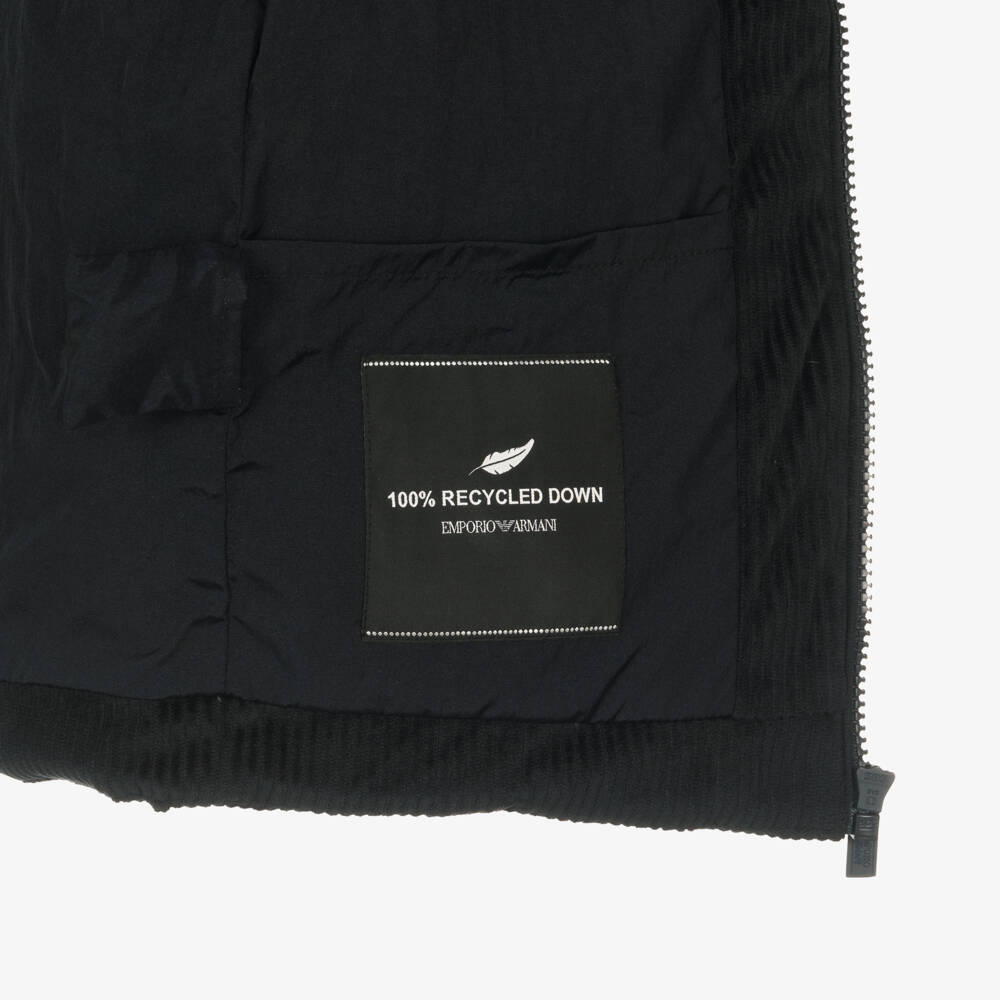 Emporio Armani-Boys Navy Corduroy Puffer Jacket | Childrensalon Outlet