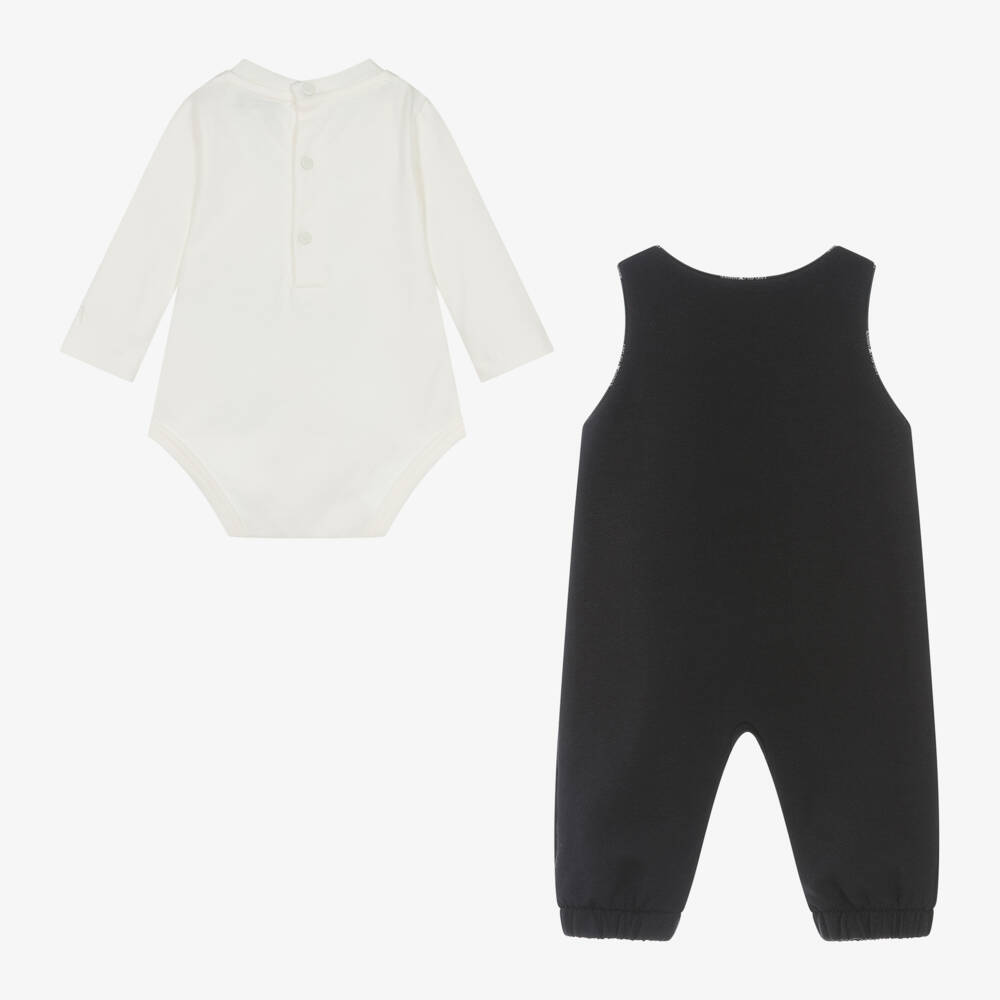 Emporio Armani-Boys Navy Cotton Dungaree Set | Childrensalon Outlet
