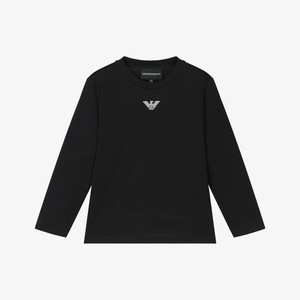 Emporio Armani-Boys Navy Cotton Eagle Logo Tee | Childrensalon Outlet