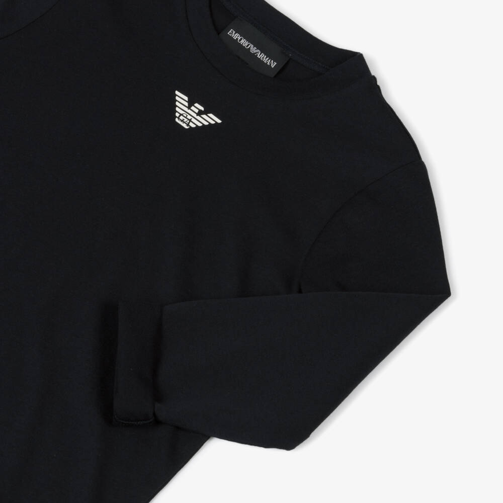Emporio Armani-Boys Navy Cotton Eagle Logo Tee | Childrensalon Outlet