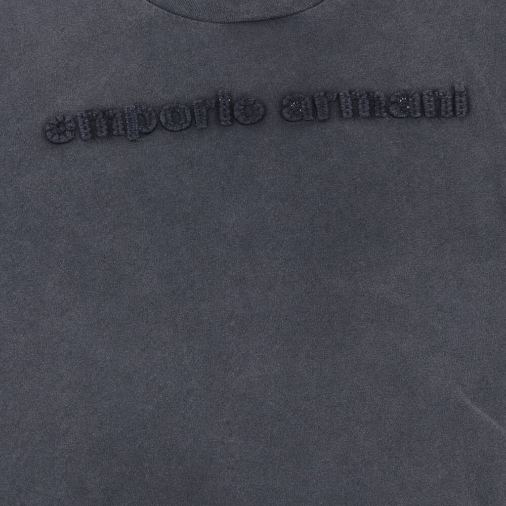 Emporio Armani-تي شيرت قطن أزرق غامق برسومات للأولاد | Childrensalon Outlet