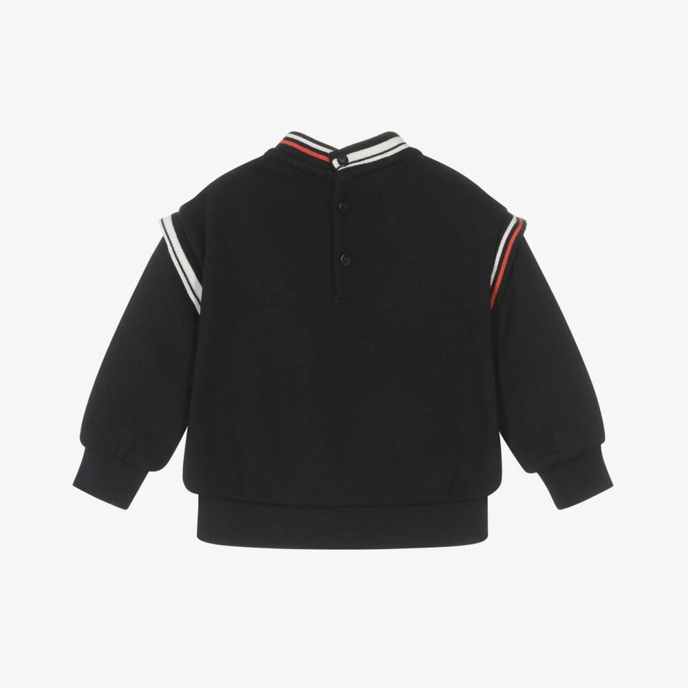 Emporio Armani-Boys Navy Cotton Jersey Sweatshirt | Childrensalon Outlet