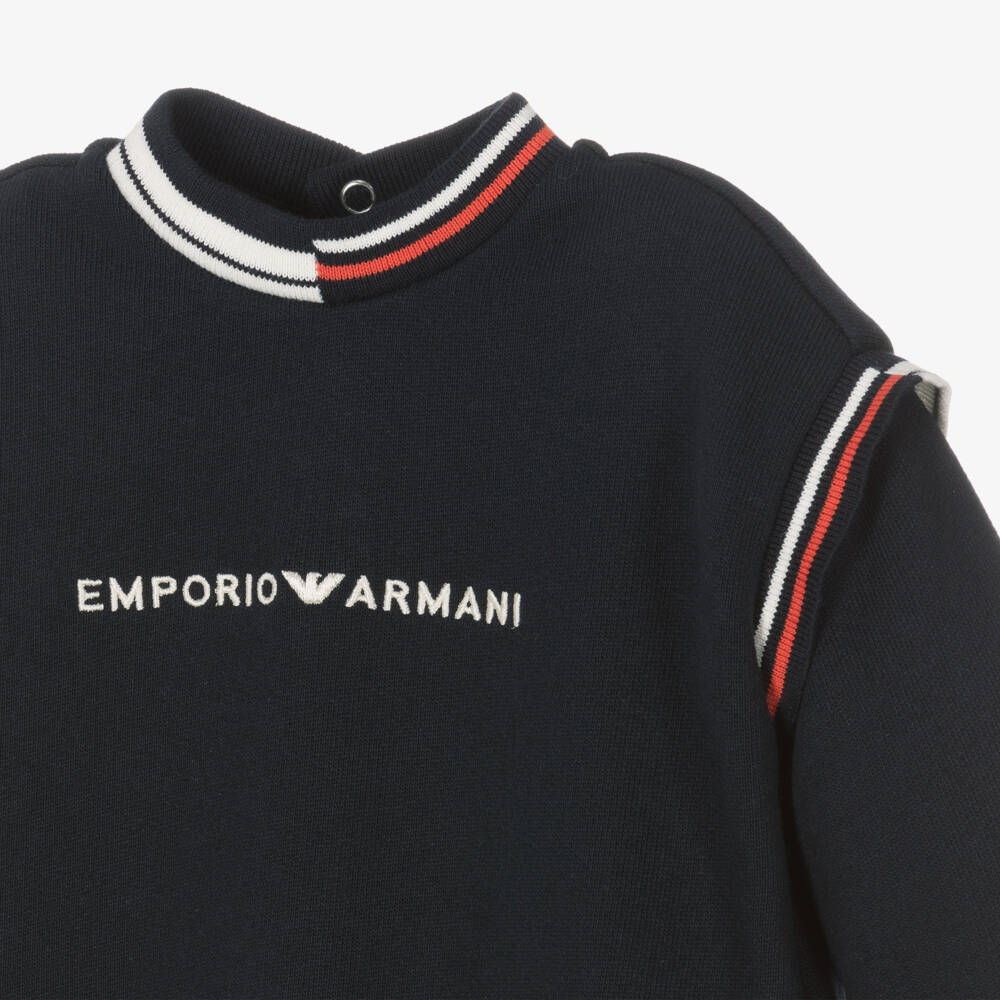 Emporio Armani-Boys Navy Cotton Jersey Sweatshirt | Childrensalon Outlet