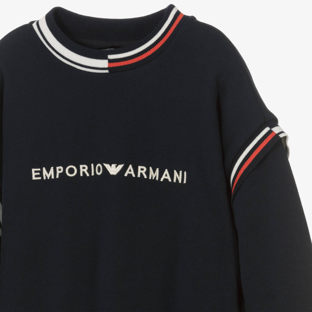 Emporio Armani-Boys Navy Cotton Jumper | Childrensalon Outlet