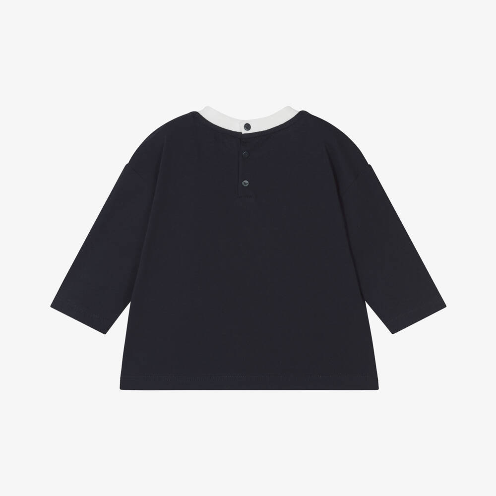 Emporio Armani-توب بطبعة فارسيتي قطن لون كحلي للمواليد | Childrensalon Outlet