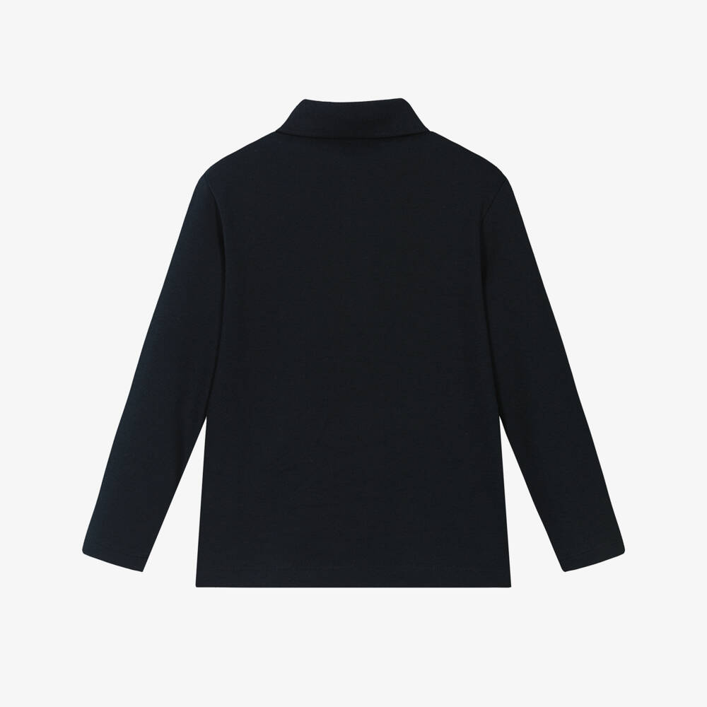 Emporio Armani-Рубашка поло из синего хлопка для мальчиков | Childrensalon Outlet