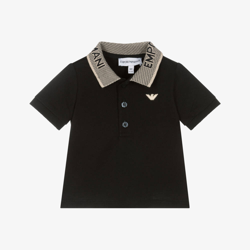 Emporio Armani-Boys Navy Cotton Polo with Eagle | Childrensalon Outlet