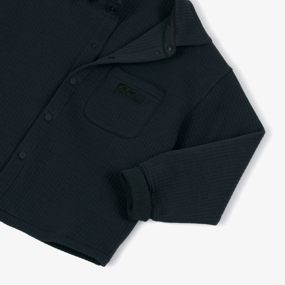 Emporio Armani-Рубашка-жакет из синего хлопка в рубчик для мальчиков | Childrensalon Outlet