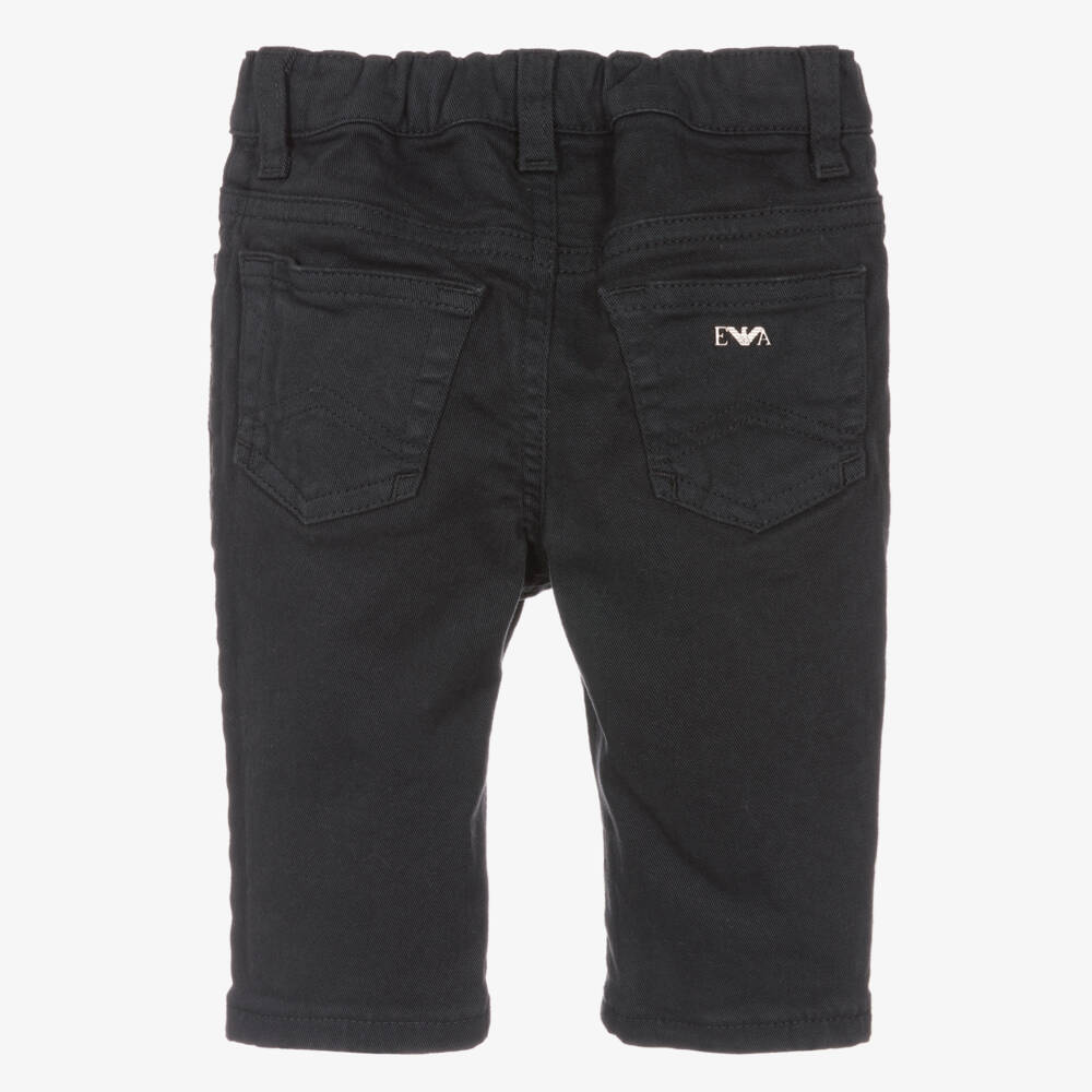 Emporio Armani-Boys Navy Cotton Twill Trousers | Childrensalon Outlet