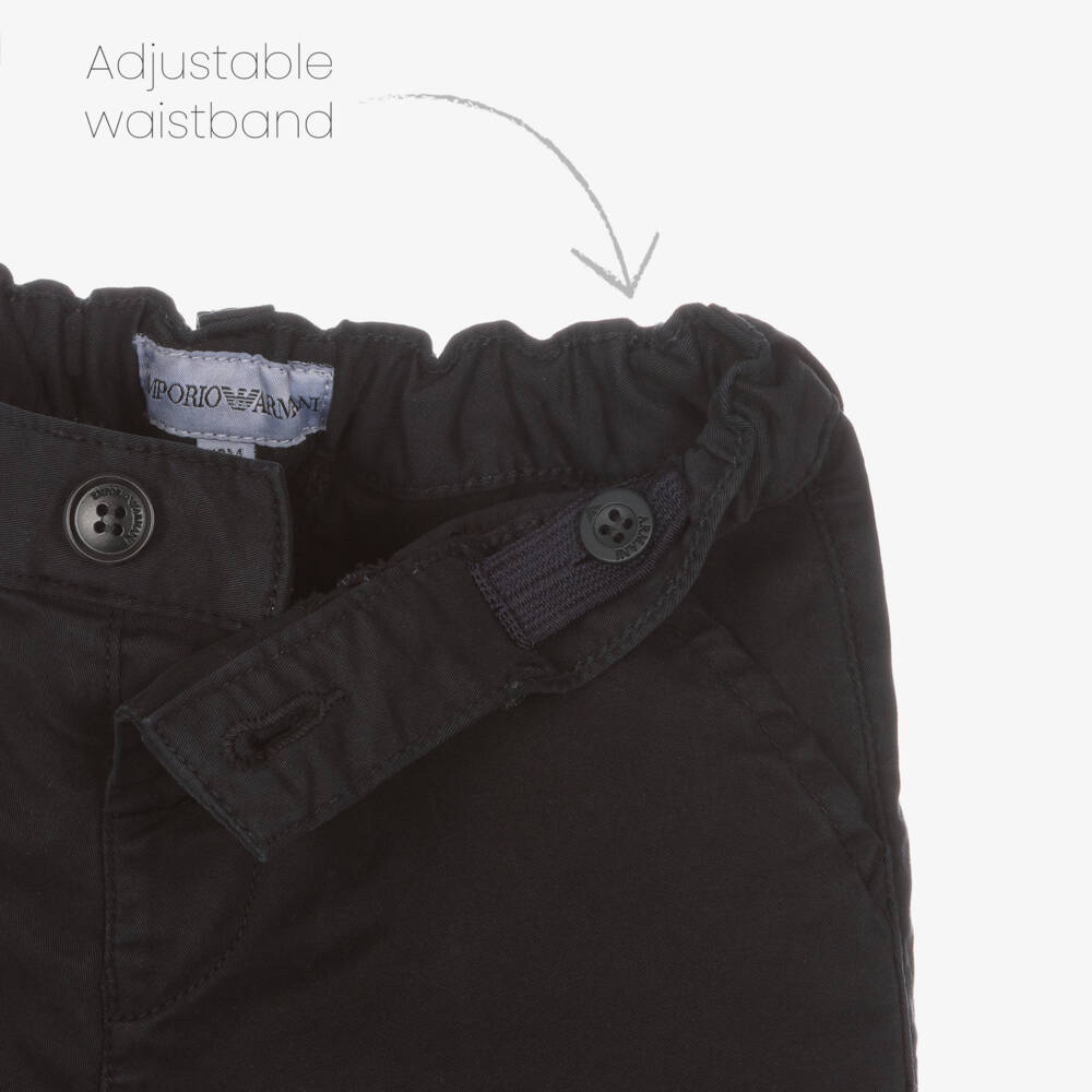 Emporio Armani-Синие брюки чинос из хлопка для малышей | Childrensalon Outlet