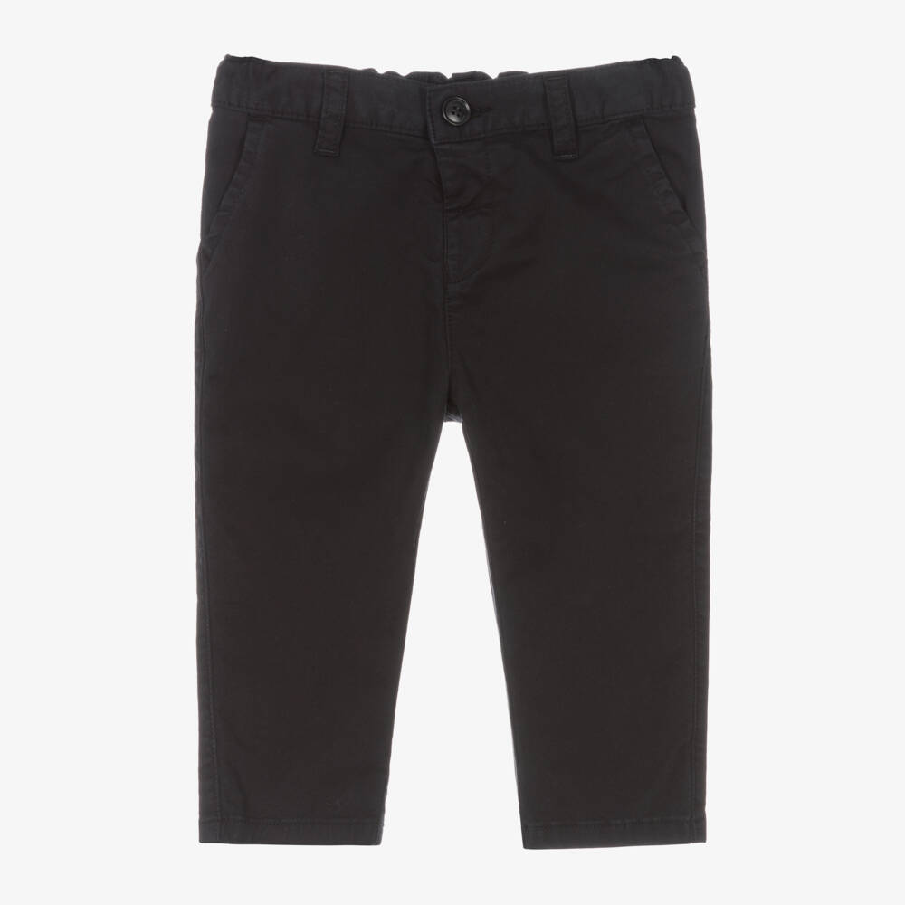 Emporio Armani-Boys Navy Cotton Twill Trousers | Childrensalon Outlet