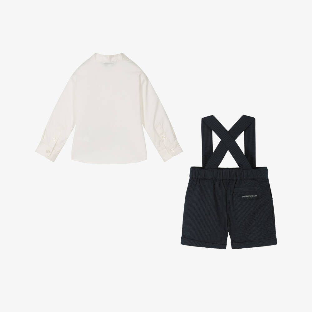 Emporio Armani-Boys Navy & Cream Shorts Ensemble | Childrensalon Outlet