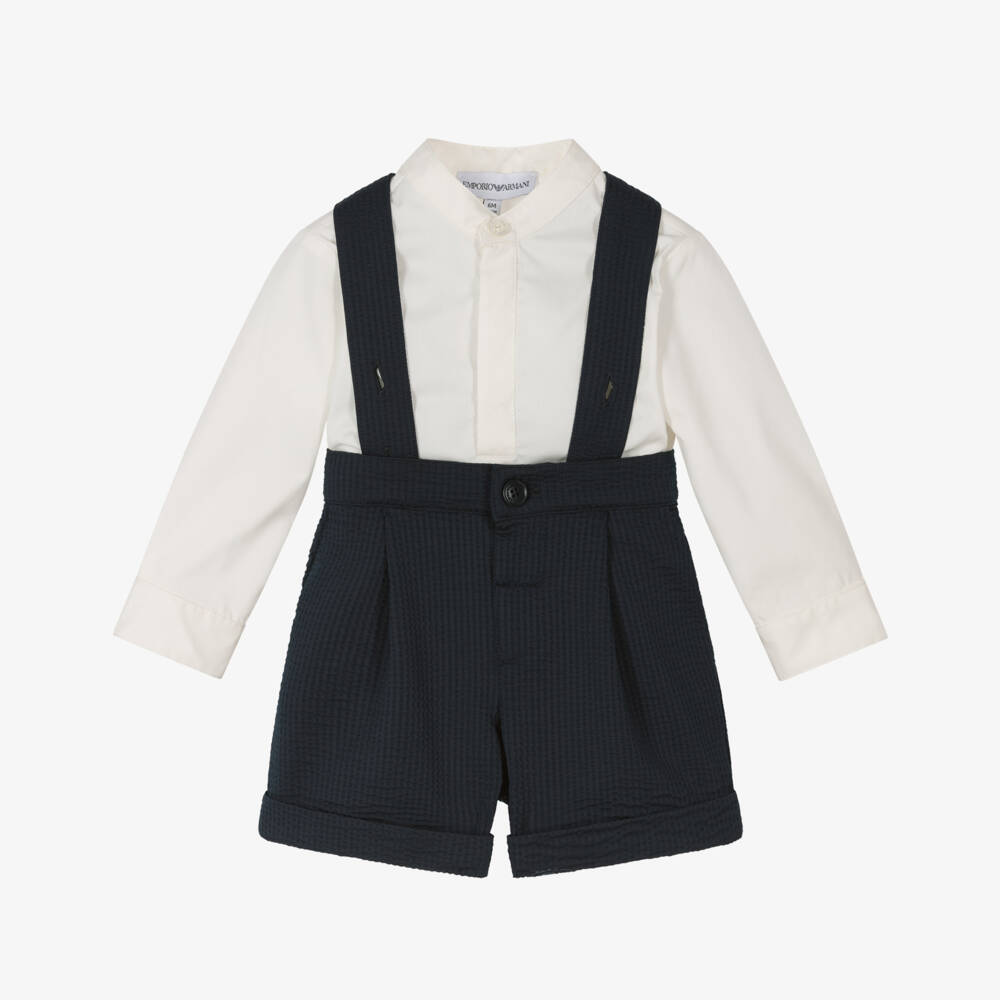 Emporio Armani-Boys Navy & Cream Shorts Ensemble | Childrensalon Outlet