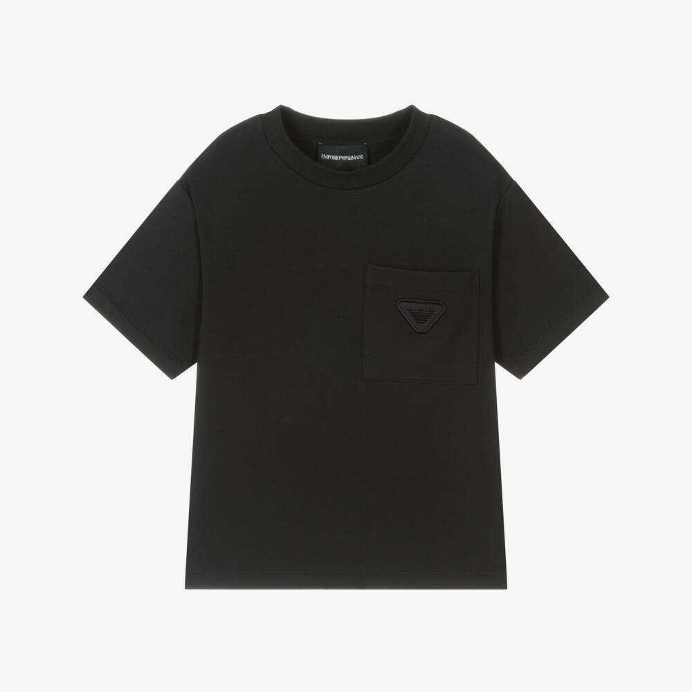 Emporio Armani-تيشيرت أزرق داكن بشعار النسر للأولاد | Childrensalon Outlet
