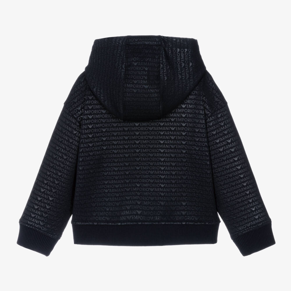 Emporio Armani-Boys Navy Hooded Jersey Cardigan | Childrensalon Outlet