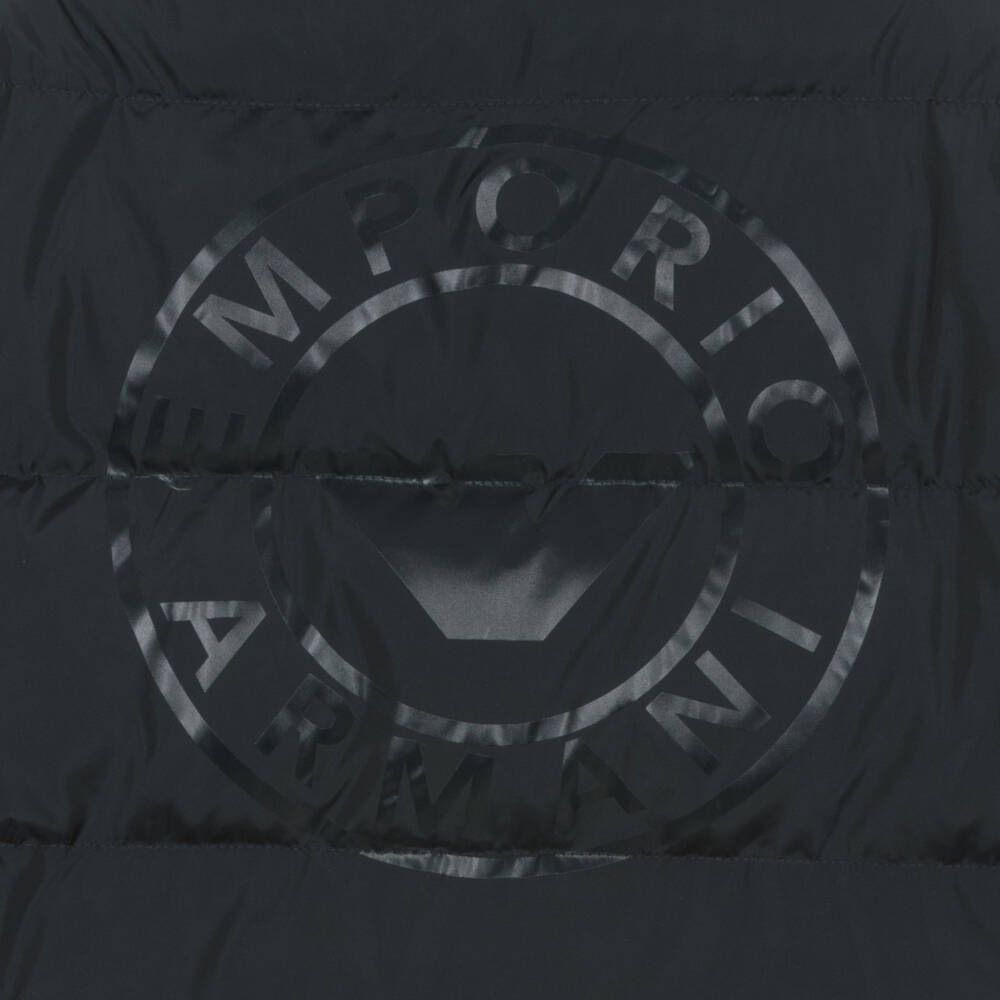 Emporio Armani-Boys Navy Hooded Puffer Jacket | Childrensalon Outlet