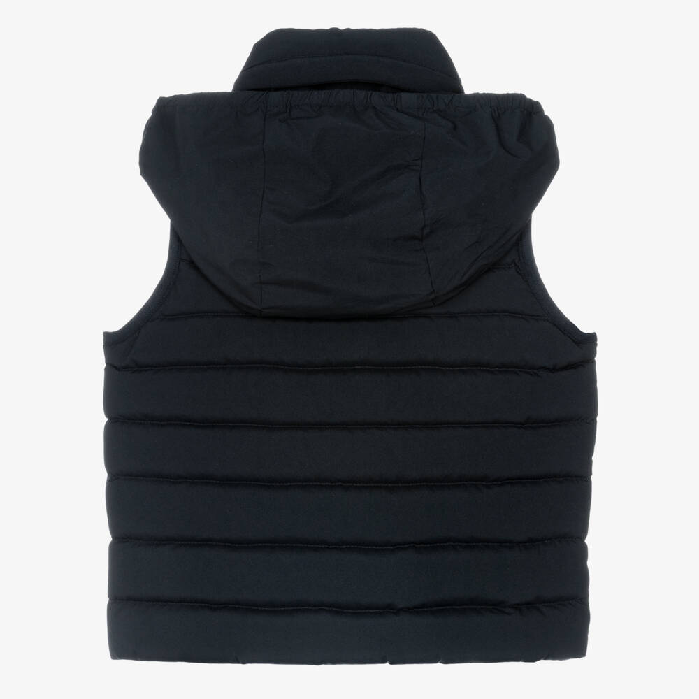 Emporio Armani-Синий пуховый жилет с капюшоном для мальчиков | Childrensalon Outlet
