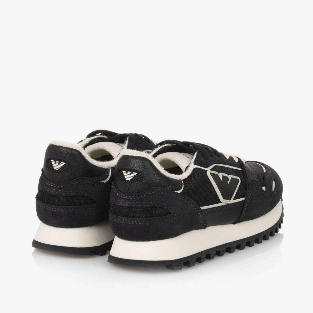 إمبوريو أرماني-حذاء رياضي جلد وشبك لون كحلي | Childrensalon Outlet