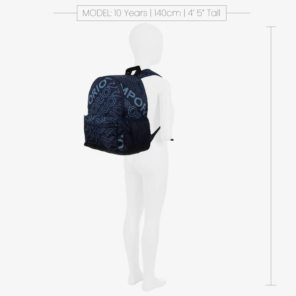 Emporio Armani-Boys Navy Logo Backpack | Childrensalon Outlet