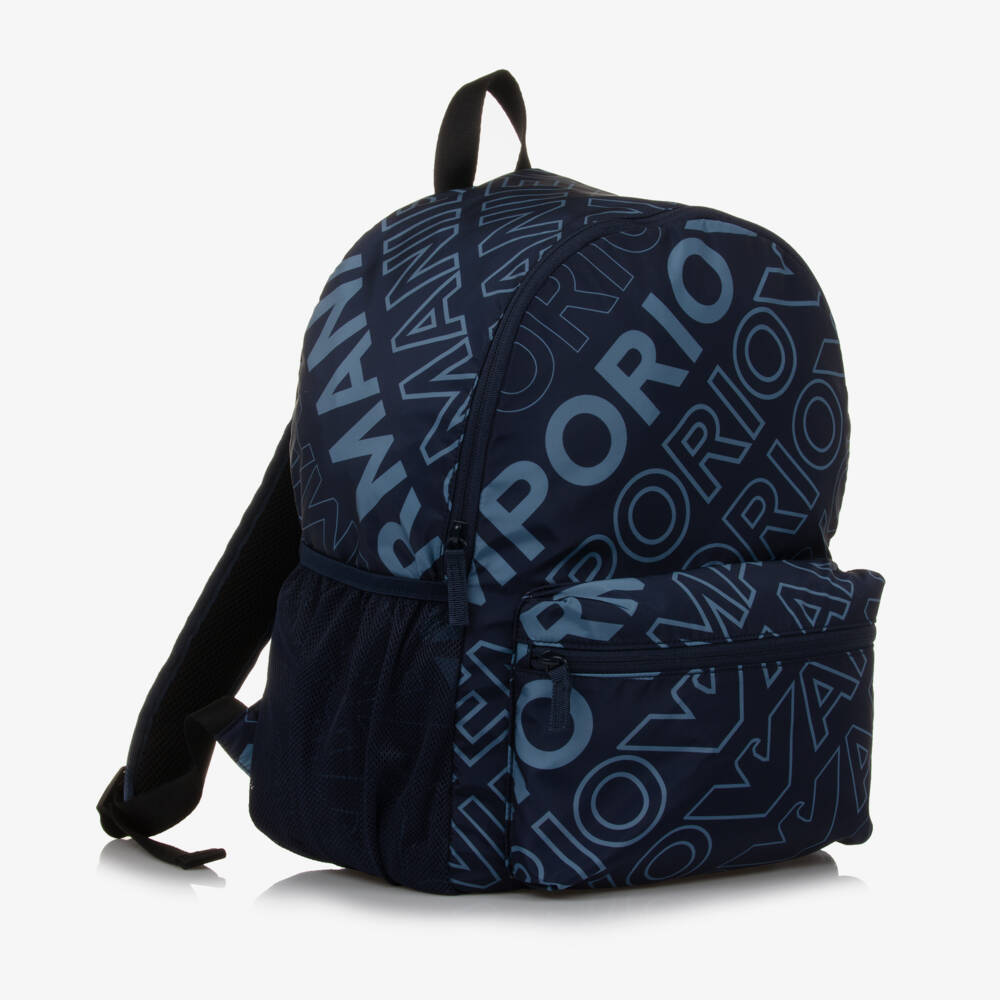 Emporio Armani-Boys Navy Logo Backpack | Childrensalon Outlet