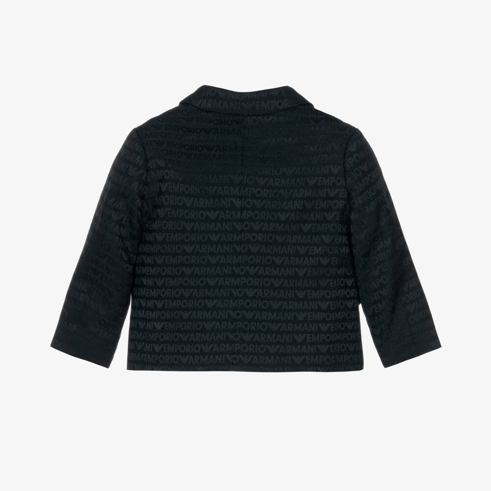 Emporio Armani-Boys Navy Logo Jacquard Blazer | Childrensalon Outlet