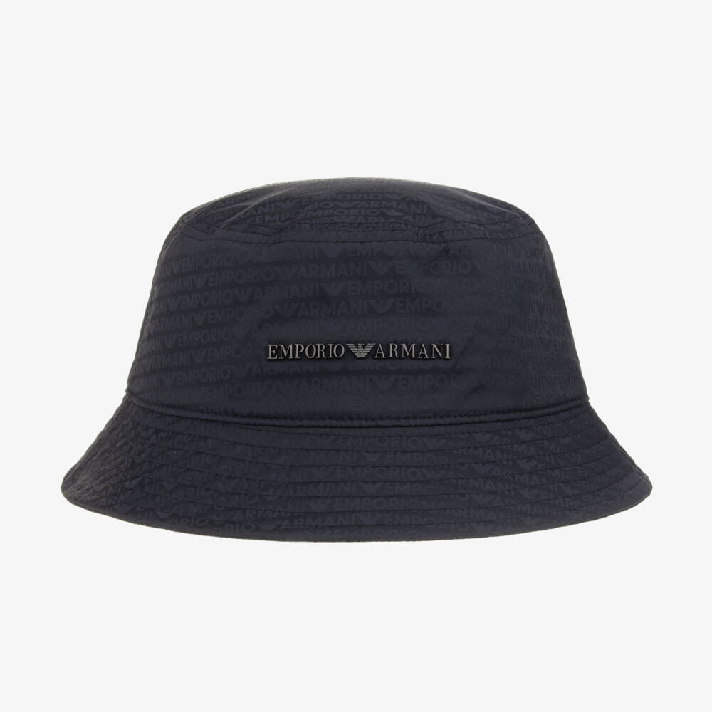 Emporio Armani-Boys Navy Patterned Bucket Hat | Childrensalon Outlet