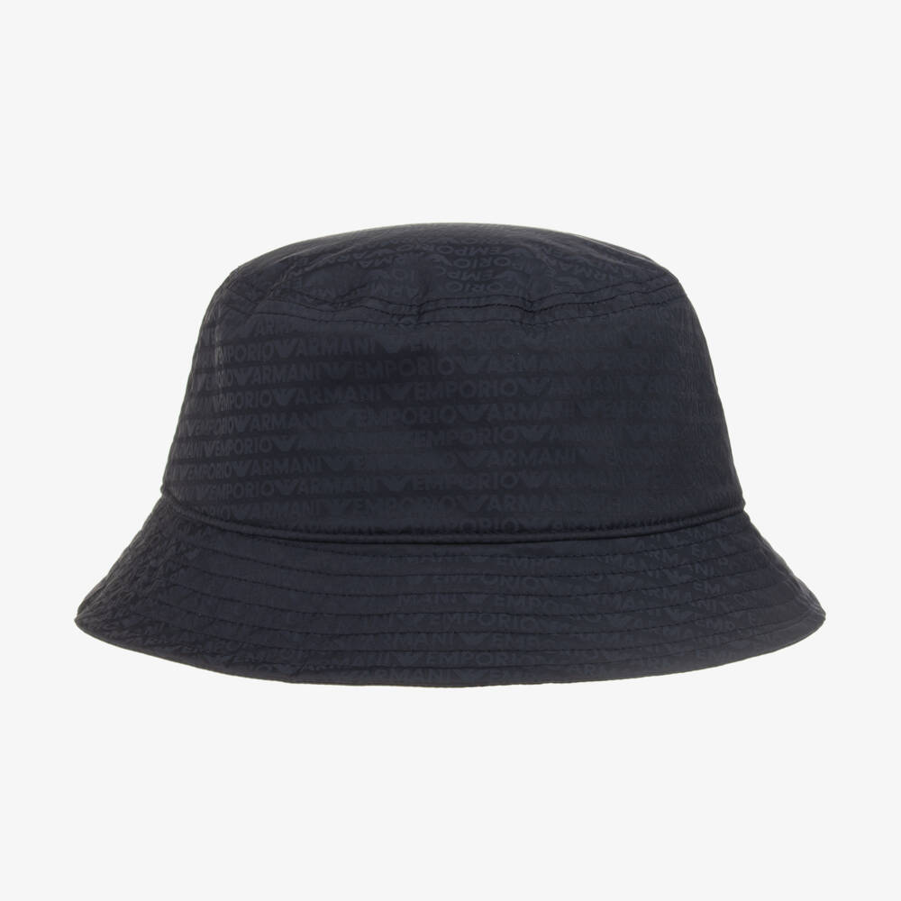 إEmporio Armani-قبعة باكت بطبعة شعارلون كحلي | Childrensalon Outlet