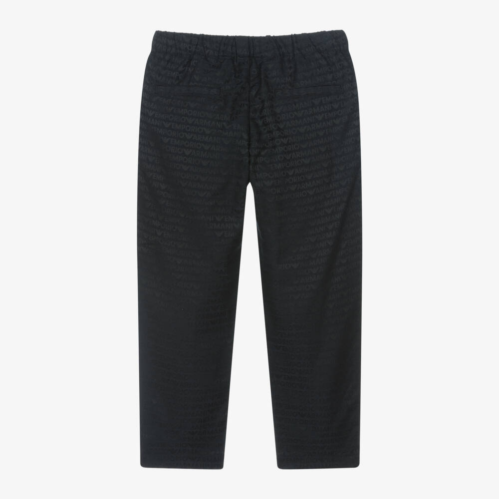 Emporio Armani-Boys Navy Patterned Trousers | Childrensalon Outlet