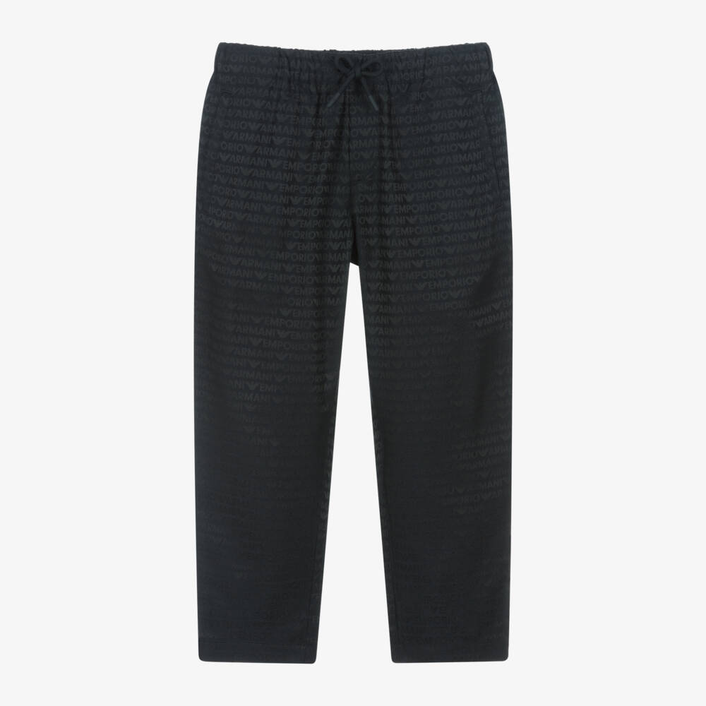 Emporio Armani-Boys Navy Patterned Trousers | Childrensalon Outlet